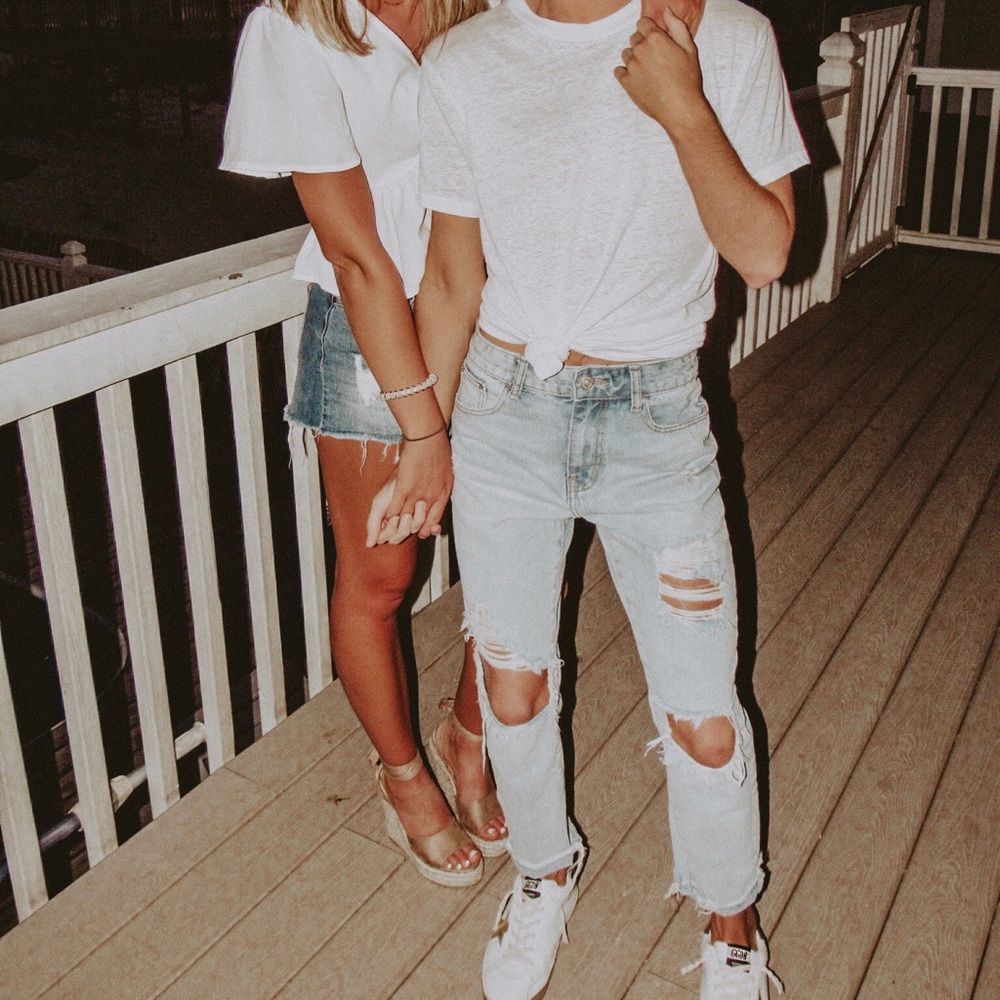 NastyGal light wash ripped jeans